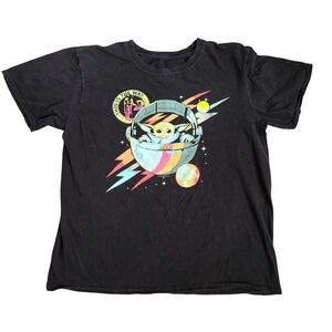 The Mandalorian Baby Yoda This Is‎ The Way Black FLAWS Graphic Tee T-Shirt
